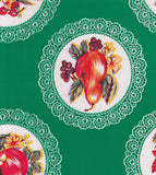 Freckled Sage Oilcloth Swatch Doily on Green