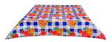 Freckled Sage Oilcloth Tablecloth Gingham and Flowers Blue