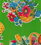 Freckled Sage Oilcloth Swatch Flower Basket Lime