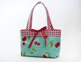 Freckled Sage Oilcloth Handbag Cherry Aqua 