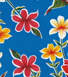 Hawaii Blue Oilcloth Tablecloth with Red Gingham Trim You Pick the Size