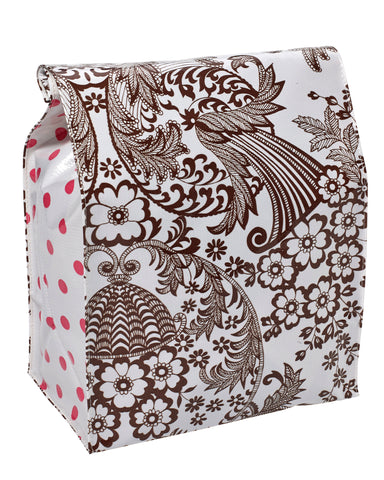 Freckled Sage Oilcloth Lunch Bag Toile Brown 