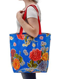 Freckled Sage Oilcloth Market Bag Mum Blue