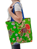 Freckled Sage Oilcloth Market Bags in Mum Green