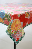 Mum Red Oilcloth Tablecloth