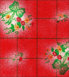 Freckled Sage Round Tablecloth Bows & Bouquet Red swatch