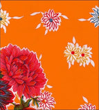 Round Oilcloth Tablecloth in Mum Orange