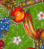 Round Oilcloth Tablecloth in Sugarcane Green