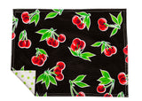 Freckled Sage Genuine Oilcloth Placemats in Cherry Black