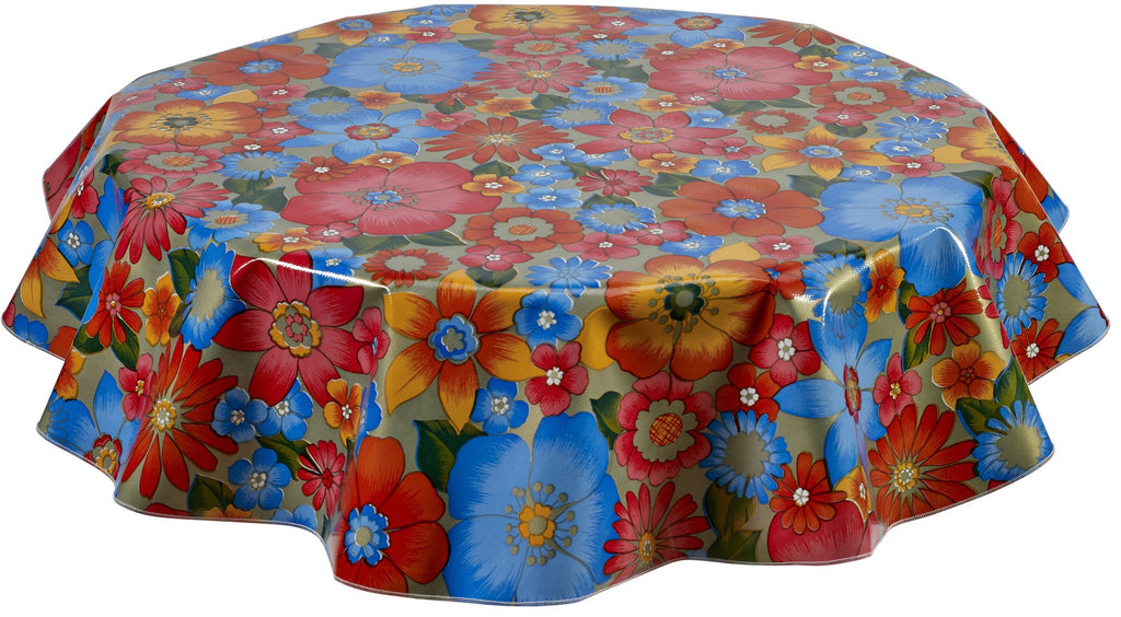 Freckled Sage Round Tablecloth Betty's Bunch Gold