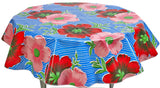 Freckled Sage Round Tablecloth Flowers & Stripes Blue