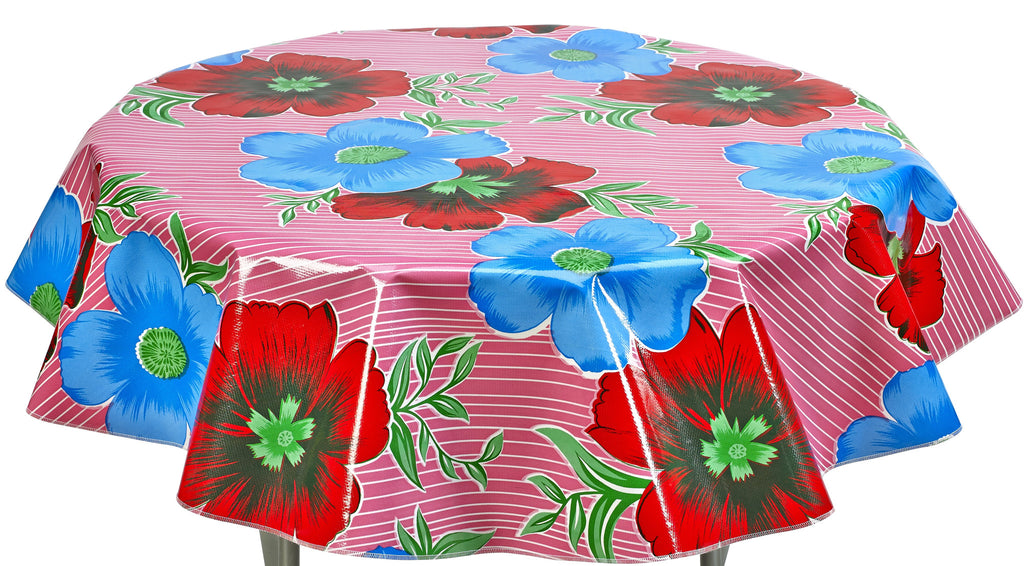 Freckled Sage Round tablecloth in Big Flowers on pink