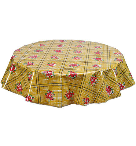 Freckled Sage Round Tablecloth Bouquet Tan