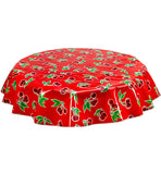 Freckled Sage Round tablecloth Cherries on Red