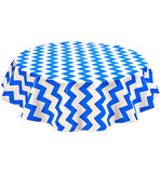 Freckled Sage Round Tablecloth Blue and White Chevron