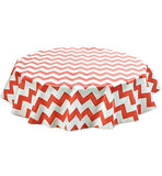 Freckled Sage Round Tablecloth Chevron Orange & White