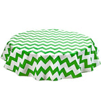 Freckled Sage Round Oilcloth Tablecloth Green Chevron