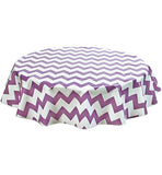Freckled Sage Round Oilcloth Tablecloth Purple Chevron