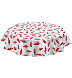 Freckled Sage Round Tablecloth Chili Peppers on White