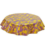 Freckled Sage Round Tablecloth Purple on Yellow Day of Dead