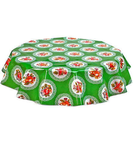 Freckled Sage Round Tablecloth Doily on Green