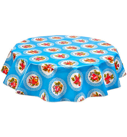 Freckled Sage Round Tablecloth Doily on Light blue