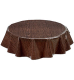 Freckled Sage Round Oilcloth Tablecloth Faux Bois Walnut
