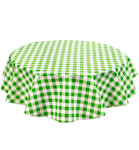 Freckled Sage Round Oilcloth Tablecloth Large Gingham Lime