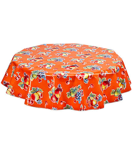 Freckled Sage Round Oilcloth Tablecloth Retro Orange