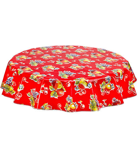 Freckled Sage Round Oilcloth Tablecloth Retro Red