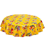 Freckled Sage Round Oilcloth Tablecloth Retro Yellow