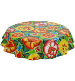 Freckled Sage Round Oilcloth Tablecloth Sage's Garden Lime