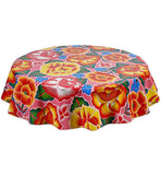 Freckled Sage Round Oilcloth Tablecloth Sage's Garden Pink