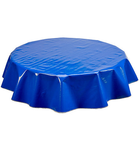 Freckled Sage Round Oilcloth Tablecloth Solid Blue