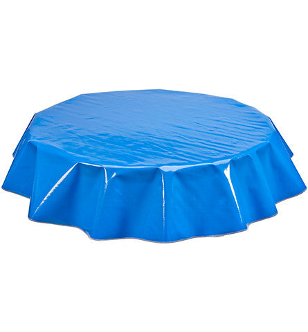 Freckled Sage Round Oilcloth Tablecloth Solid Royal Blue