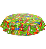 Round Oilcloth Tablecloth in Sugarcane Green
