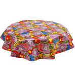 Round Oilcloth Tablecloth in Sugarcane Purple