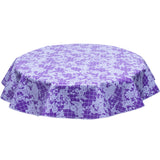 FreckledSage.com Round Day of Dead White on Purple Tablecloth