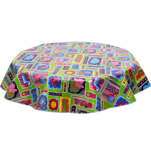 FreckledSage.com Round Tablecloth Menagerie Lime