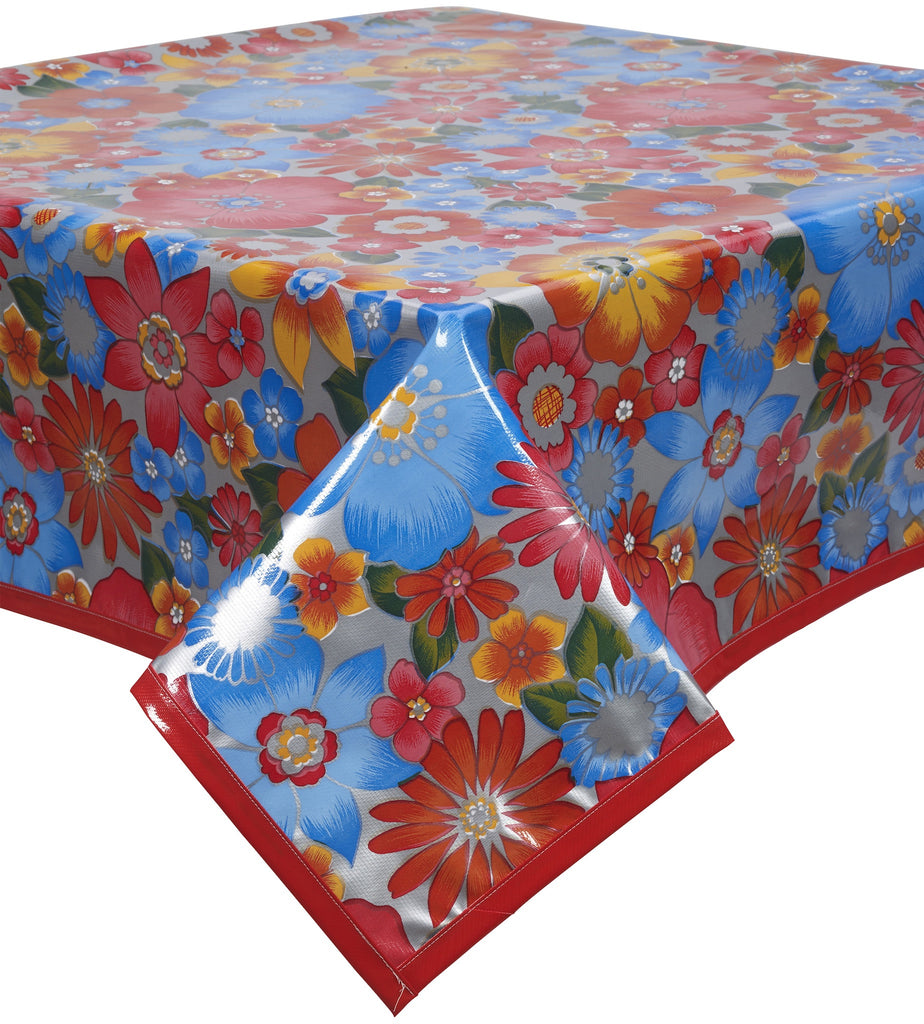 Freckled Sage Oilcloth Tablecloth Betty's Bunch Silver