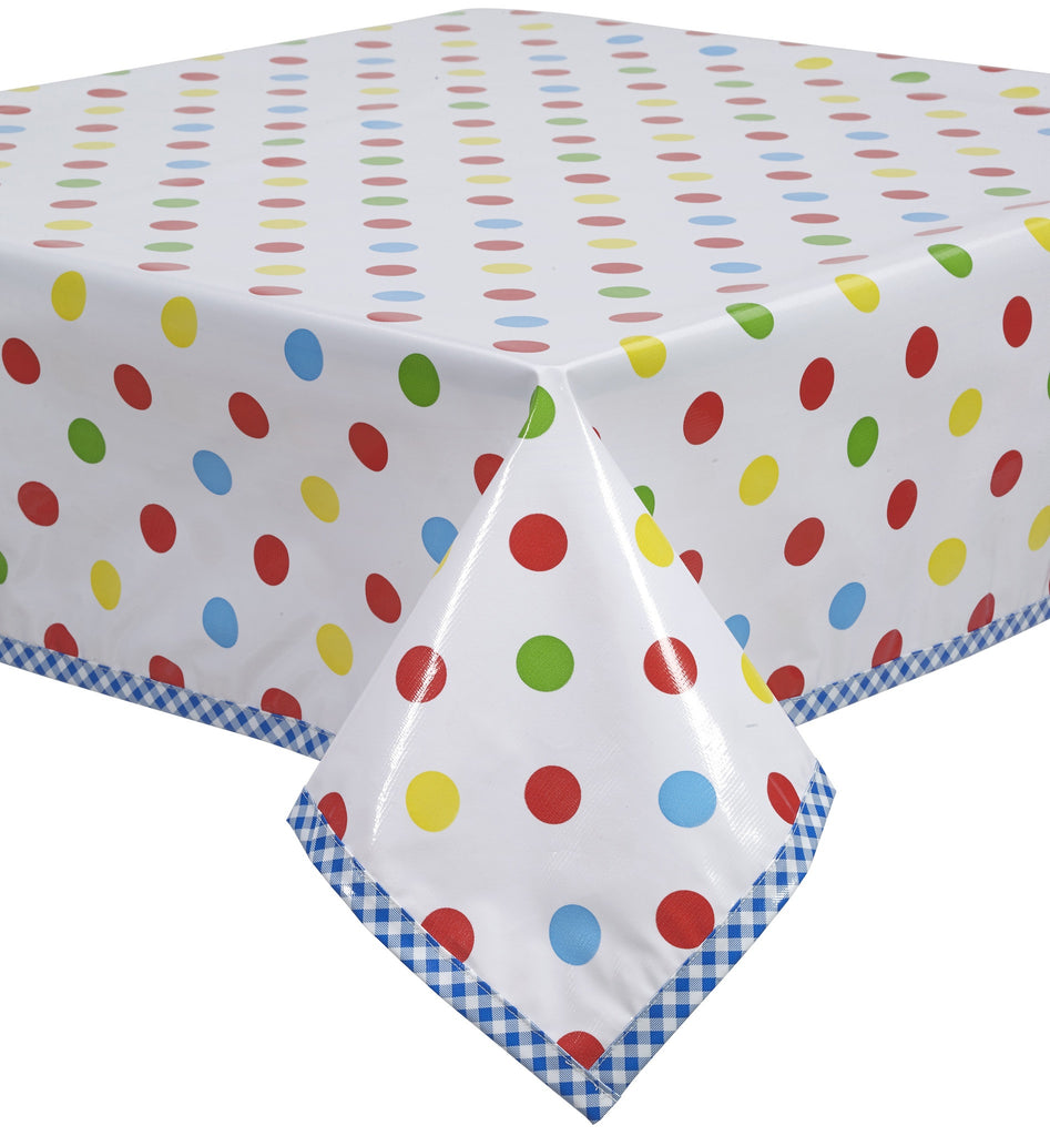 Freckled Sage Oilcloth Tablecloth Big Dot Red