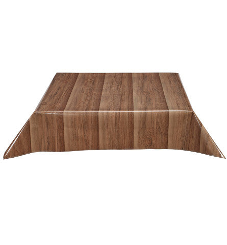 Freckled Sage Oilcloth Tablecloth Faux Bois Mahagony