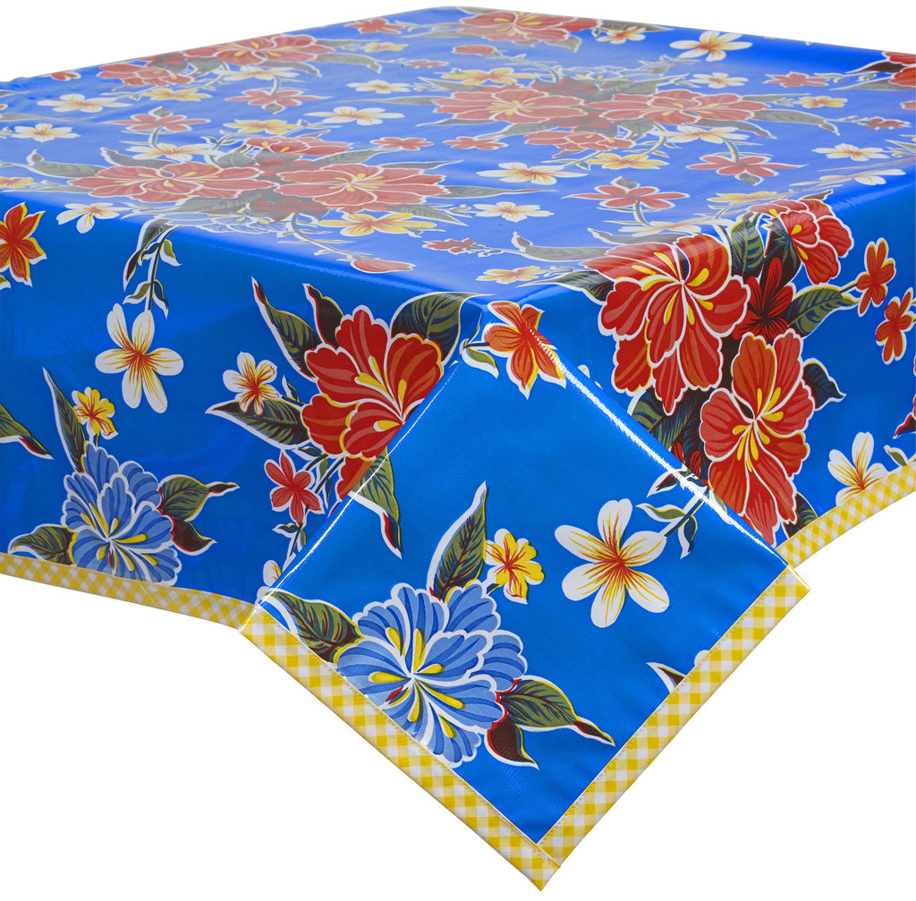 Freckled Sage Oilcloth Tablecloth Blue Hawaii