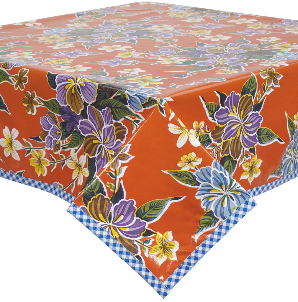 Freckled Sage Oilcloth Tablecloth Orange Hawaii
