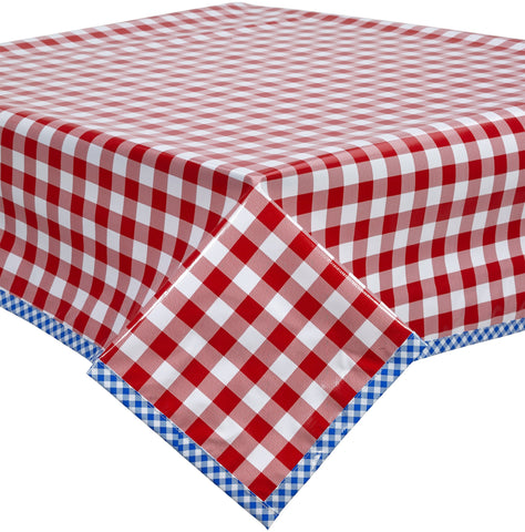 Freckled Sage Oilcloth Tablecloth Red Buffalo Check GIngham