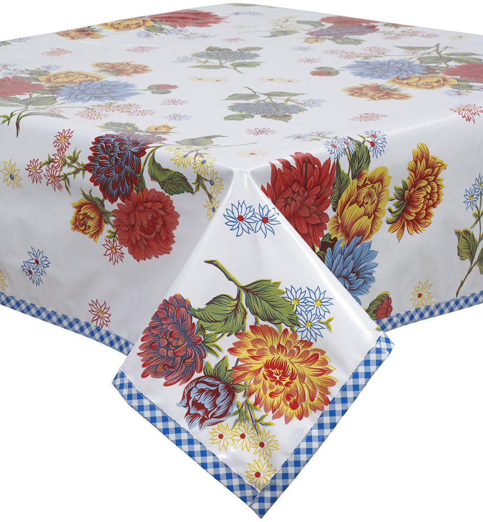 Freckled Sage Oilcloth Tablecloth Mum White