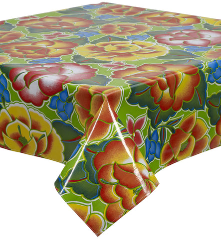 Freckled Sage Oilcloth Tablecloth Sage's Garden Lime