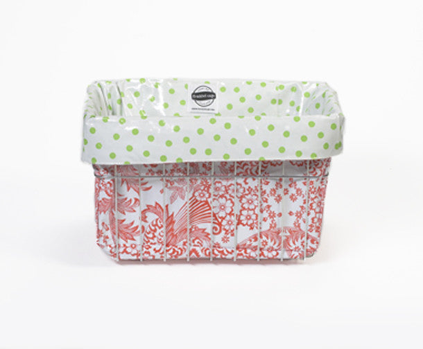 Freckled Sage Oilcloth Bike Basket Liner Toile Orange