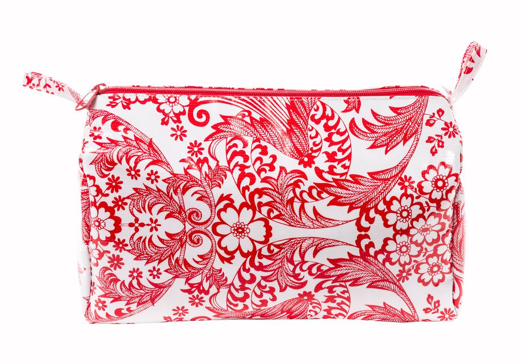 Freckled Sage Oilcloth Travel Bag Red Toile