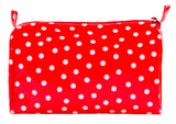 Freckled Sage Oilcloth Travel Bag White Dot on Red